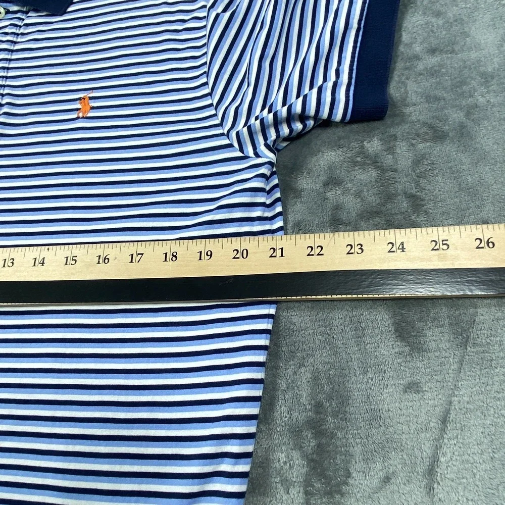 Vintage Polo Ralph Lauren Shirt Men M Blue Stripe Classic Fit Golf Preppy Casual